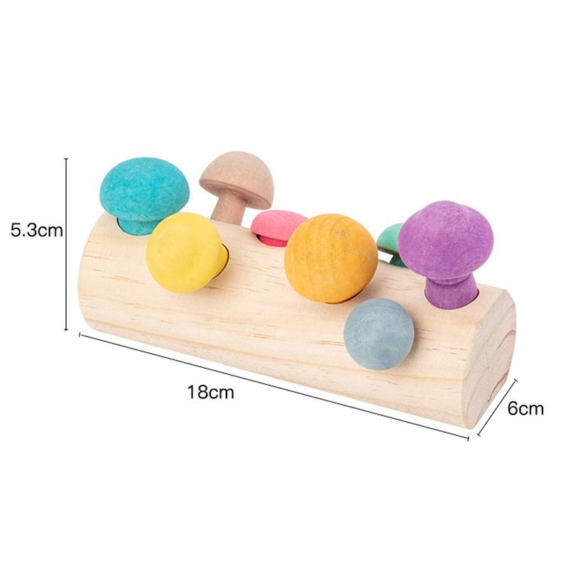 

Wooden Rainbow Blocks Mushroom Picking Game Montessori Educational Wooden Baby Toys Developmental Shape Matching Assembly Grasp