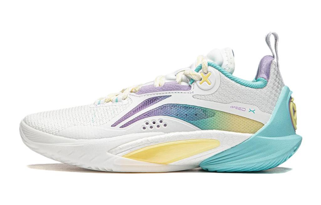 Li Ning YOUNG Speed 10 Sports Comfortable Lace Up Slip Resistant Anti Kick High top Basketball Shoes White Purple YKBT115-4