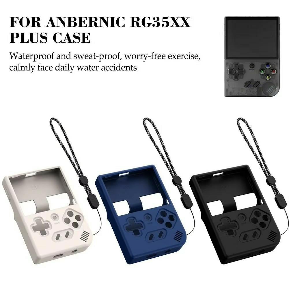 For ANBERNIC RG35XX Plus Silicone Case Handheld Gaming Console Sleeve Cover with Strap
