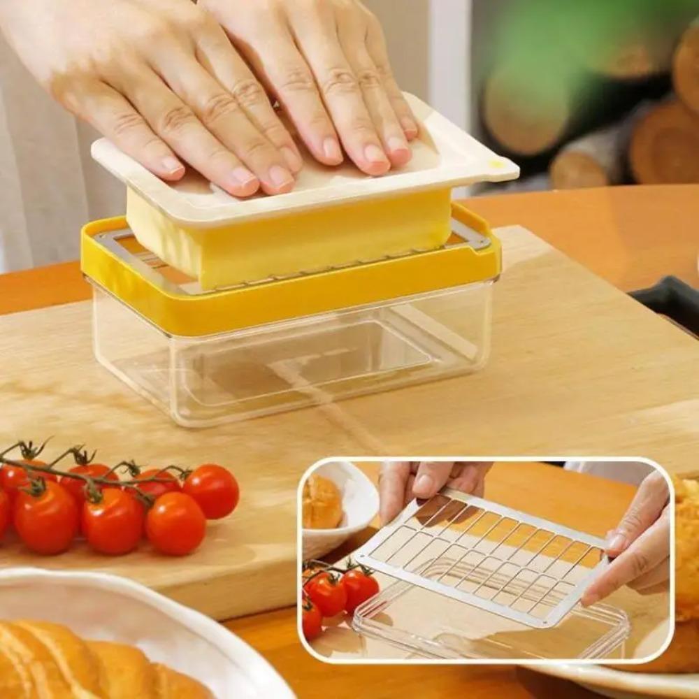 Transparent Butter Cutting Box Leak Proof with Spatula Butter Preservation Box Rectangular Airtight Butter Dish Refrigerator