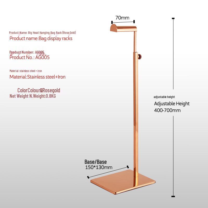 Stainless Steel Floor Standing Handbag Display Rack for Men’s & Women’s Bags
