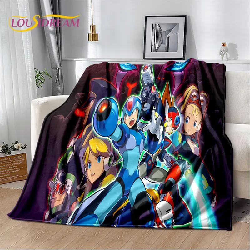 Rockman Megaman Game Cartoon Soft Plush Blanket,Flannel Blanket Throw Blanket for Living Room Bedroom Bed Sofa Picnic Cover Kids