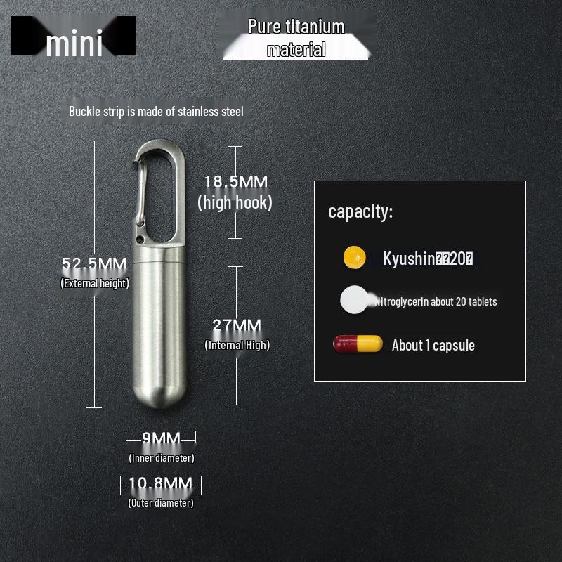 

Водонепроницаемая подвесная пилюльница из чистого титана: Портативное герметичное хранилище для лекарств