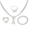 New Anti-fade Titanium Steel 26 Letters Pendant Cuban Chain Necklace, Hip Hop Clavicle Chain Jewelry for Men Women