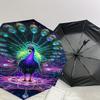 1pc peacock colorful Automatic Open/Close Umbrella with Windproof, 8-Rib Sturdy Canopy, Durable Ribs, Fashionable Design1212A