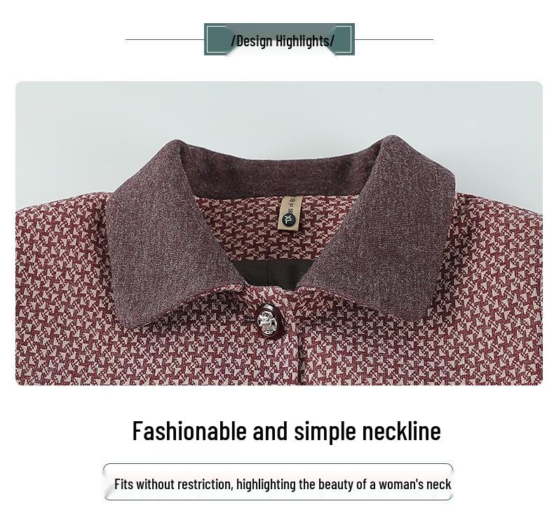 2026 New Spring/Autumn Plaid Cardigan for Middle-aged and Elderly Women - Stylish Grandma Jacket