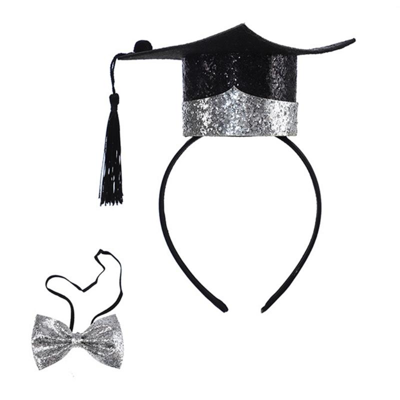Adjustable Slip Resistant Graduation Hat Hairband With Mini Stereoscopic Doctoral Headdress For Commencement Event