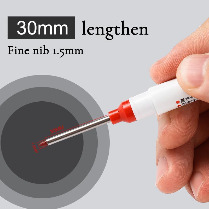 6/8Pcs/Set 30mm Long Head Markers Pen Bathroom Woodworking Decoration Deep Hole Marker Blue/Red/Black/White Oily Marker Pens