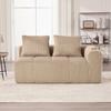 Cozy Corduroy Two-Seater Sofa – No Assembly, Soft Back Cushions, Side Storage Pocket for Remote Control and Phone, Cup Holder – Neat and Aesthetic.