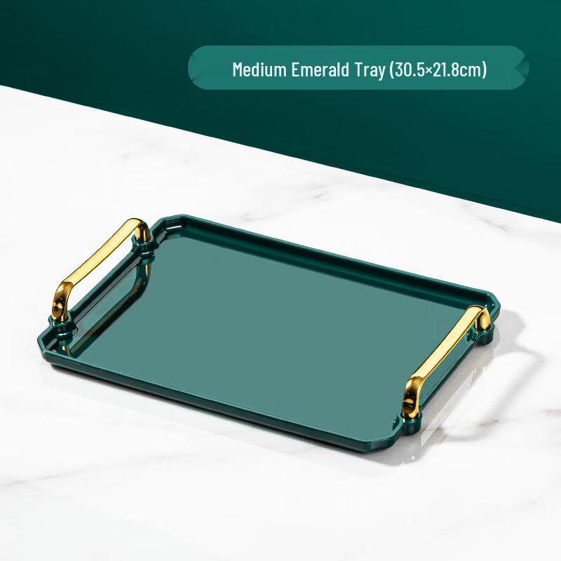 Yicang Square Plastic Serving Tray with Gold Handle