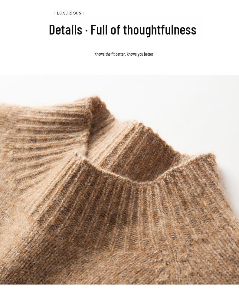 Women's Thickened Cashmere High-Neck Pullover Sweater: Versatile, Warm Long-Sleeve Knitwear