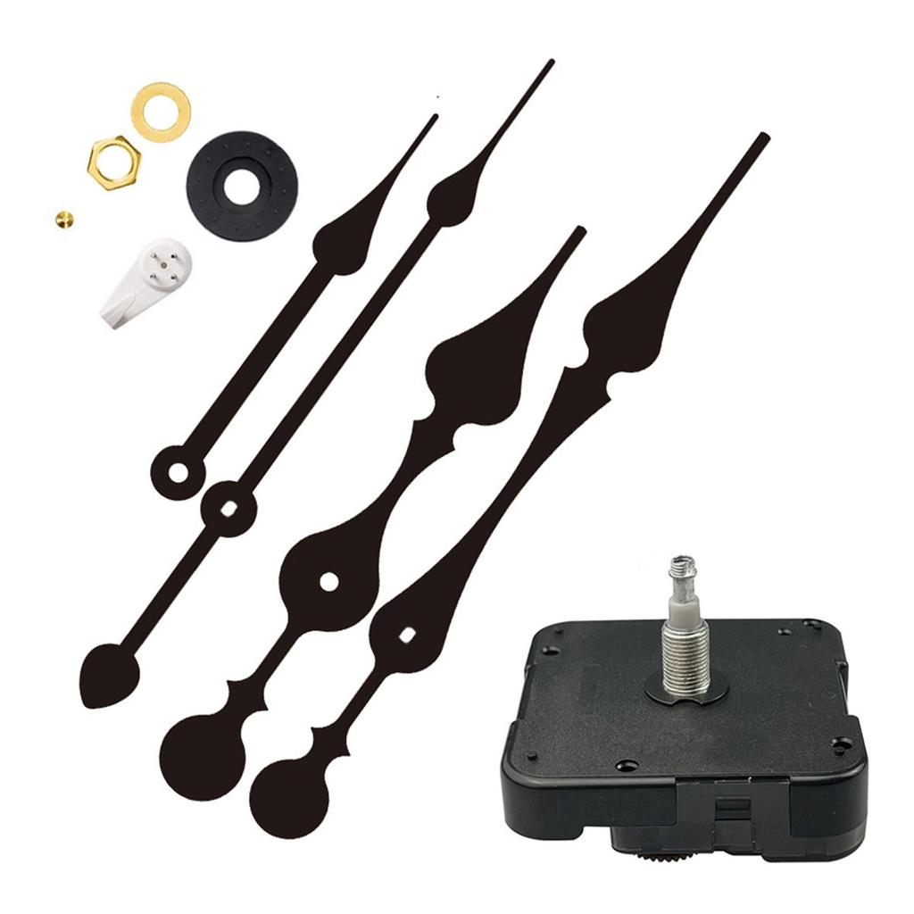 Long Shaft High Torque Clock Movement Mechanism Kits with 2 Pack Long Spade Hands and Hook for DIY Wall Clock Repair