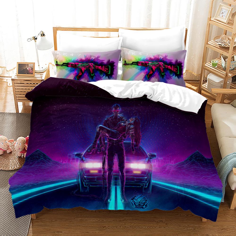 AK47 Knight Academia Anime Duvet Cover Set with Pillow Covers Polyester Teens Kids Bedding Set Full Queen King Size Bed Linen