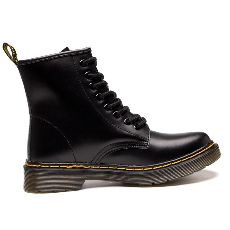 Autumn and Winter New Leather Martin Boots Heightening British Knight Boots Short Women's Boots Beef Tendon Couple Women's Shoes Round Leather Boots