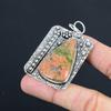 Natural Unakite Gemstone Pendant Red Handmade 925 Sterling Silver Indian Jewelry