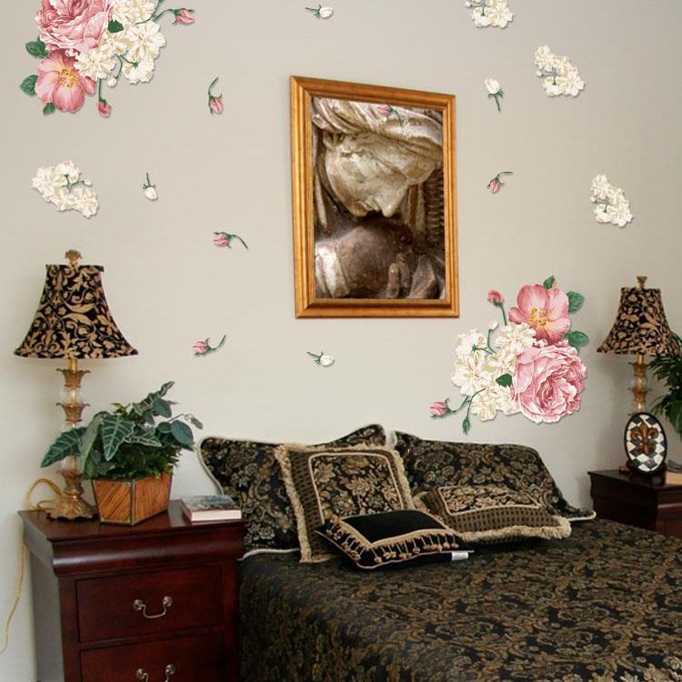 Satın alın Peony flower three generations removable wall stickers TV ...