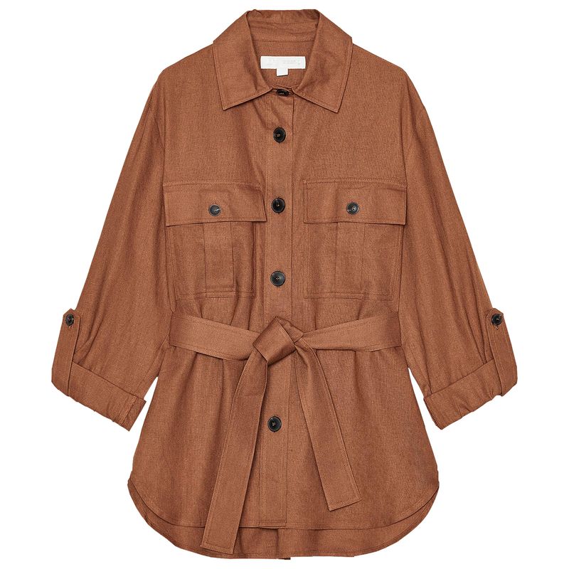 Zaprha 2025 New Arrival Fashion Linen Blended Loose Long Sleeves Tour Hunting Jacket Lapel Shirt for Women 3046175