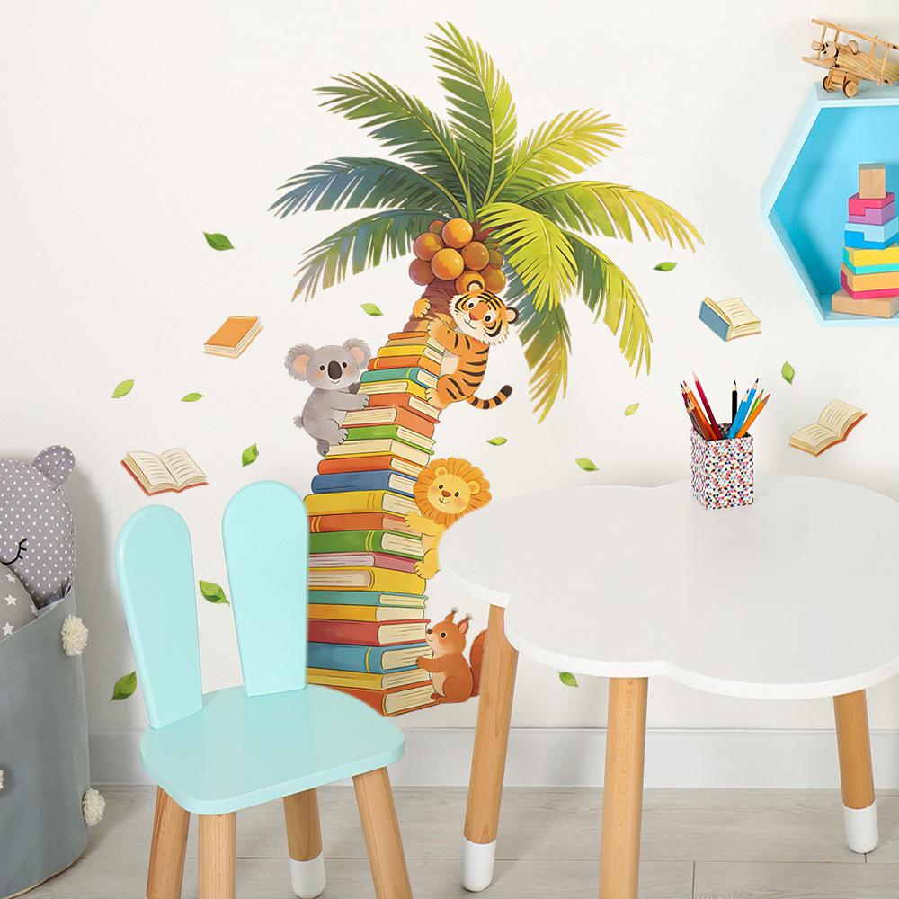 Creative Books, Coconut Tree, Children's Bedroom, Study Room, Home Furnishings, Wall Beautification, Decoration Wall Stickers
