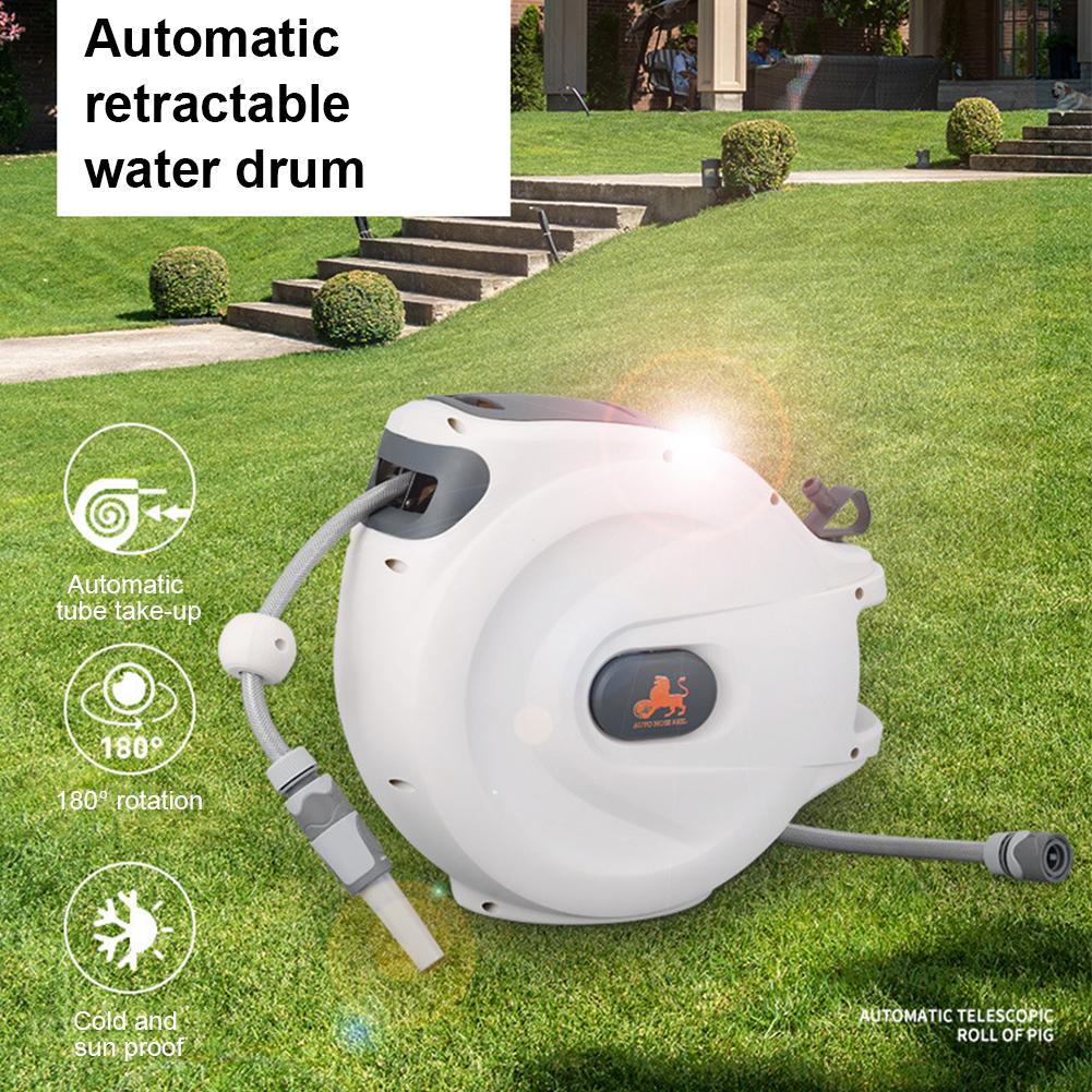 65 Ft Retractable Garden Hose Reel Automatic Hose Reel Slow Return System Telescopic Water Hose Reel 2 Modes for Garden Watering