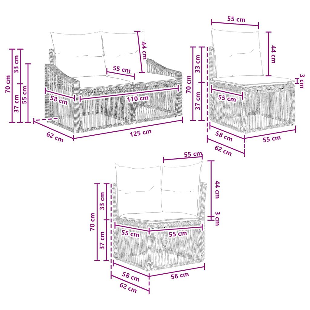 5 Piece Garden Sofa Set Beige Poly Rattan