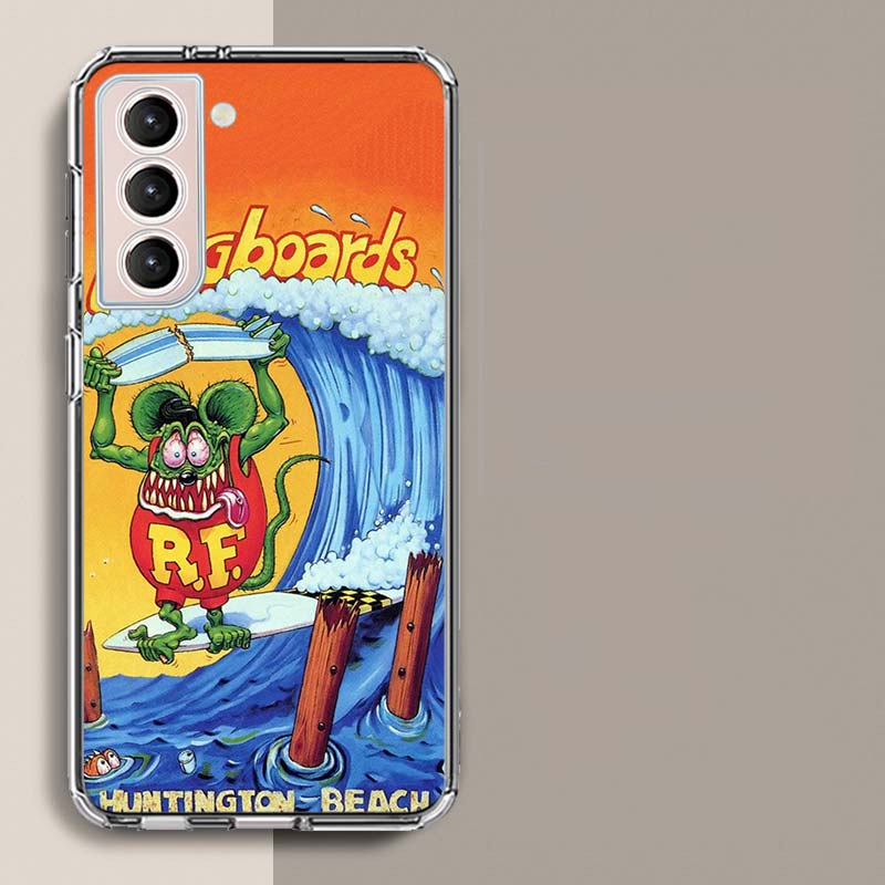 Surf Cool Rat F-Fink Phone Case For Samsung Galaxy S25 Edge S24 S23 FE S21 S20 S10 Plus S22 S26 Ultra Cover Clear Cases TPU Capa
