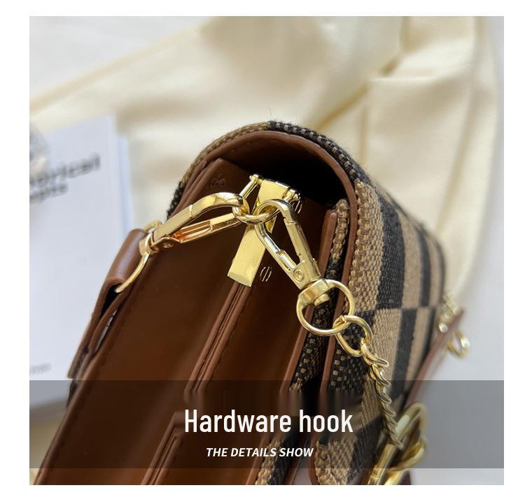 Spring Style High-End Women's Checkerboard PU Crossbody Bag – Fashionable, Versatile, and Exquisite Small Square Design