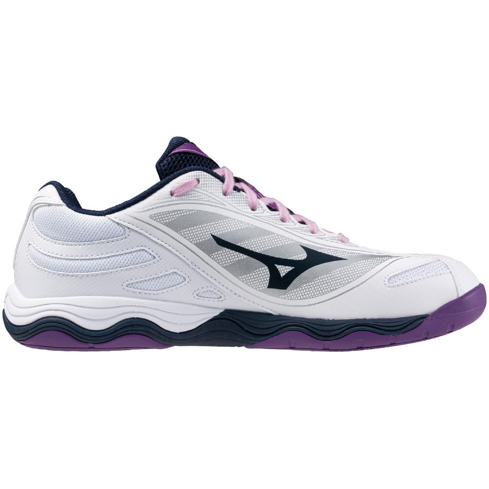 Mizuno Table Tennis Shoes Wave Medal 7 Stability Cushioning Resilience White x Pink x Purple cm 2E 25.0