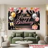 2D Black Rose Gold Glitter Birthday Backdrop Home Party Celebration Photo Background