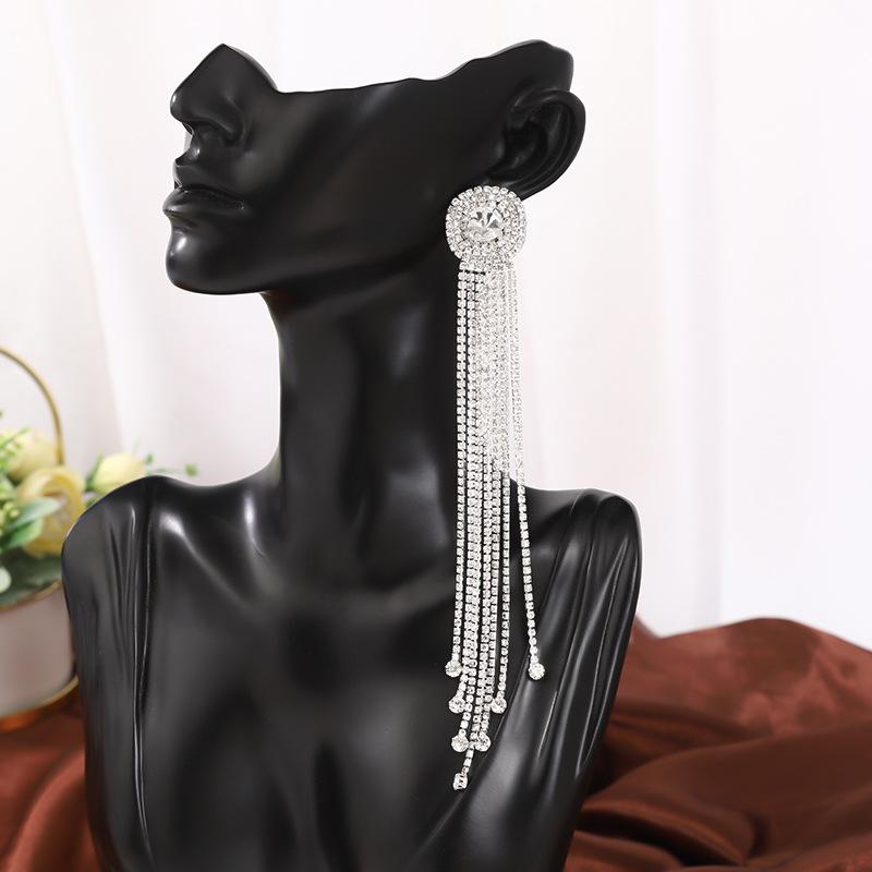 Gentle Temperament Long Earrings Exquisite Simple Niche Earrings Versatile Micro Diamond Fringed High-End Earrings