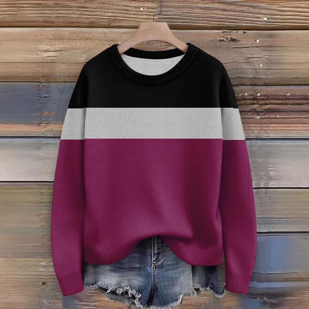 Maglioni Pullover a Maniche Lunghe da Donna Girocollo Casual Carino Stampa Maglia Maglione Oversize