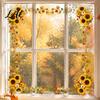 Fall Shop Window Display Harvest Festival Static Glass Sticker Autumn Clings with Maple Leaves Sunflowers And Home Ornaments Berries Prints Reusable