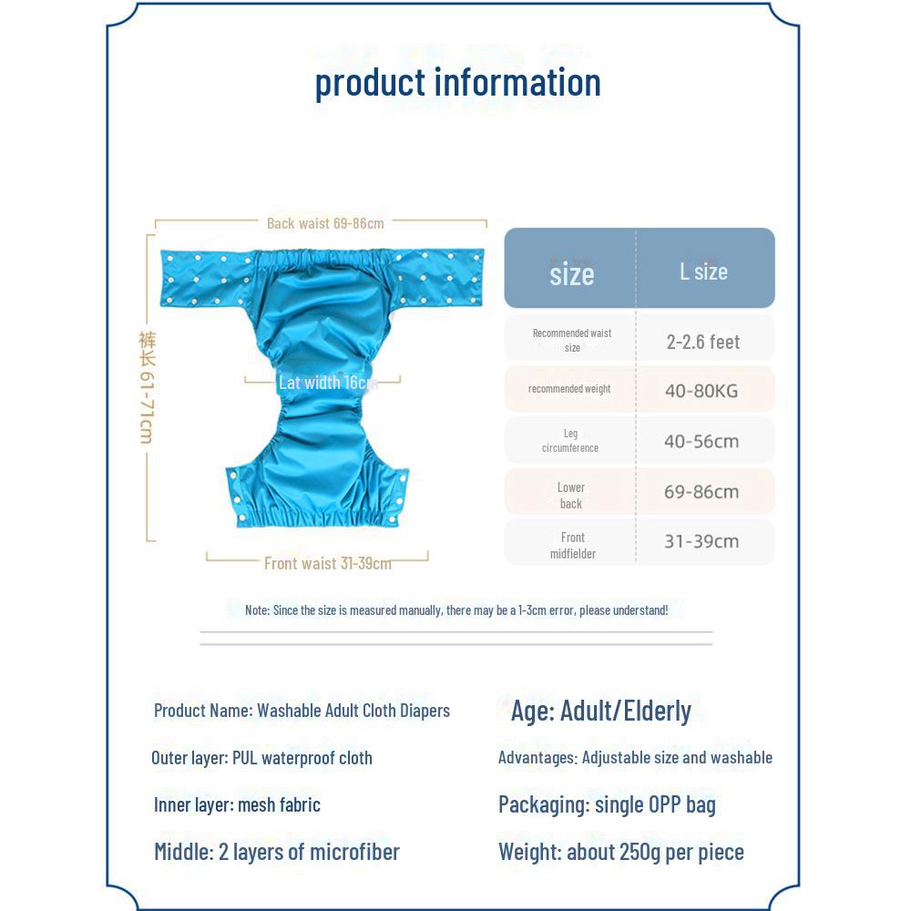 Cross-Border Reusable Washable Leak-Proof Adult Incontinence Diaper Pants