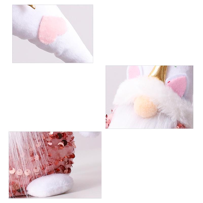 Pink Unicorn Rudolph Doll Christmas Decorations Plush Doll Decorative Christmas Ornaments for Holiday Home Party Ornaments