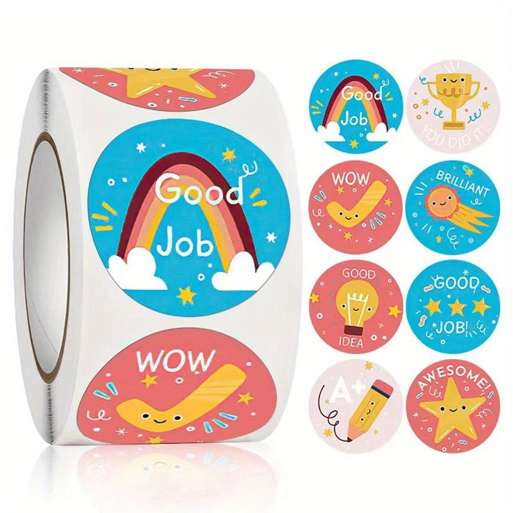 Round Cartoon Sticker, Reward Sticker for Teacher School Classroom Home