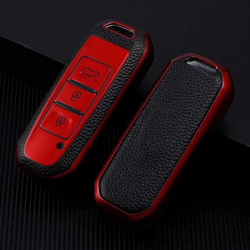Baojun Car Key Case: 730, 200E100, 560, 530, 630 Leather Pattern Protective Shell with Buckle for Women