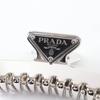 Great PRADA hair accessory Triangle Logo Hair Clip Silver Women 1IF103 Used