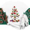 Joyeux Noël T-shirt Mode Femmes T-shirt Vin Rouge et Chapeau De Noël Imprimé Hauts Manches Courtes Femme Graphique T-shirts