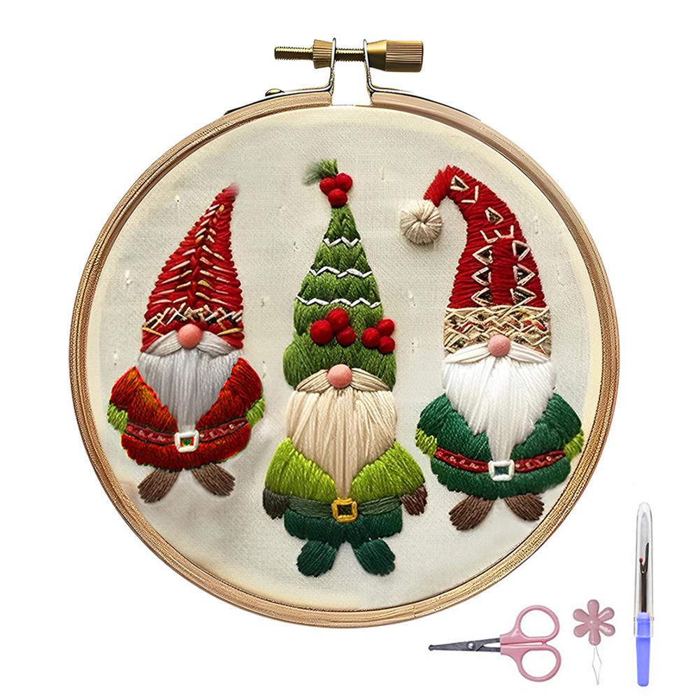 Christmas Embroidery Kits with Embroidery Hoop Thread Needle Material Package Only Embroidery DIY Starter Kit for Beginners