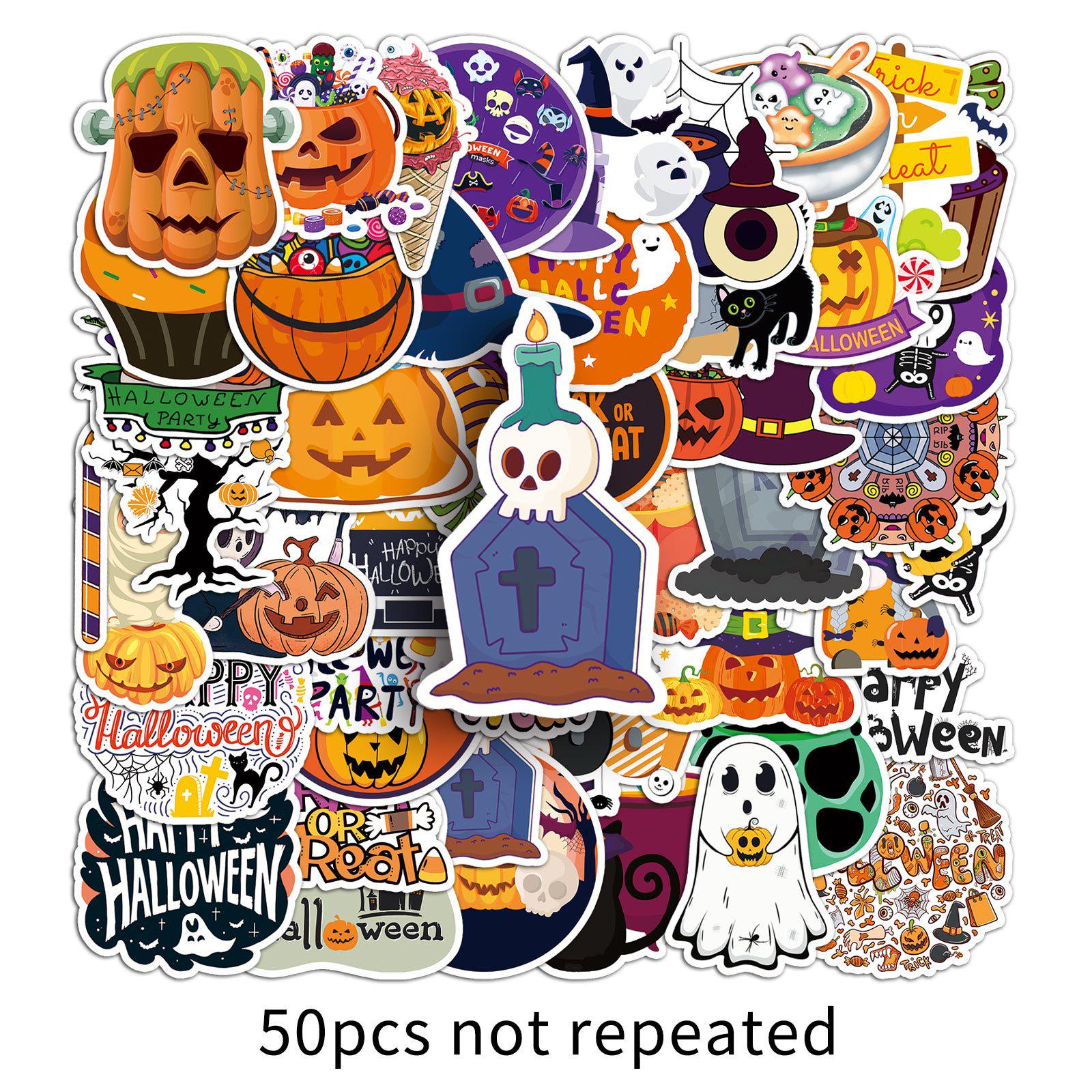 50 Halloween Cartoon Horror Graffiti Stickers for Suitcases, Water Bottles, and Phones