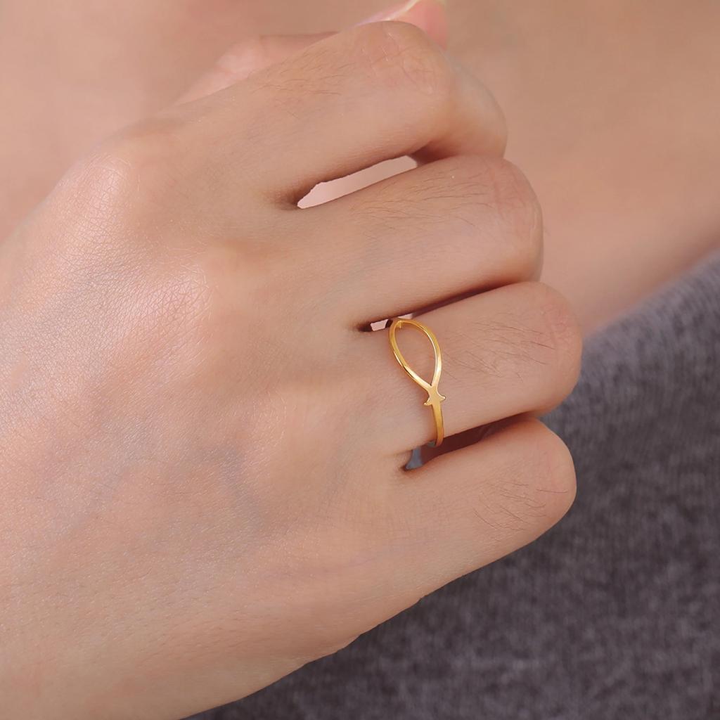 Christian Jesus Fish Ring for Women Stainless Steel Ichthys Amulet Ring Minimalist Religious Jewelry Birthday Gift