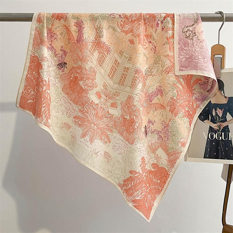 Summer Elegant Women 68cm Cotton Feeling Square Hair Scarf Dot Print Beach Stoles Hijab Shawl Wraps Bandana Echarpe