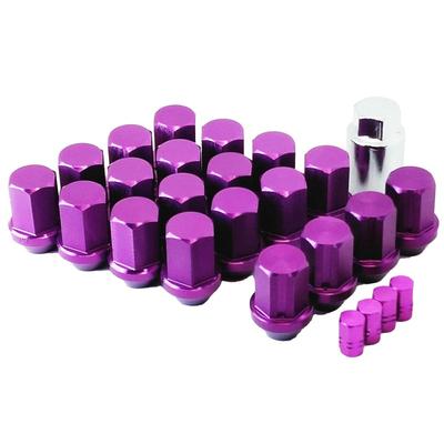 Porca de Roda de Corrida Esumichiko com Trava de Fenda em Alumínio com Tampa de Válvula de Ar, Leve, Antifurto (Roxo, P1.25-20 Peças, 5 Furos)