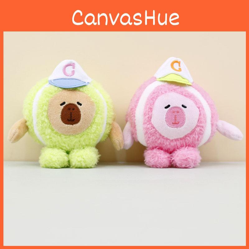 Adorable Pink Baseball Capybara Plush Toy Cute Stuffed Animal Keychain Bag Charm