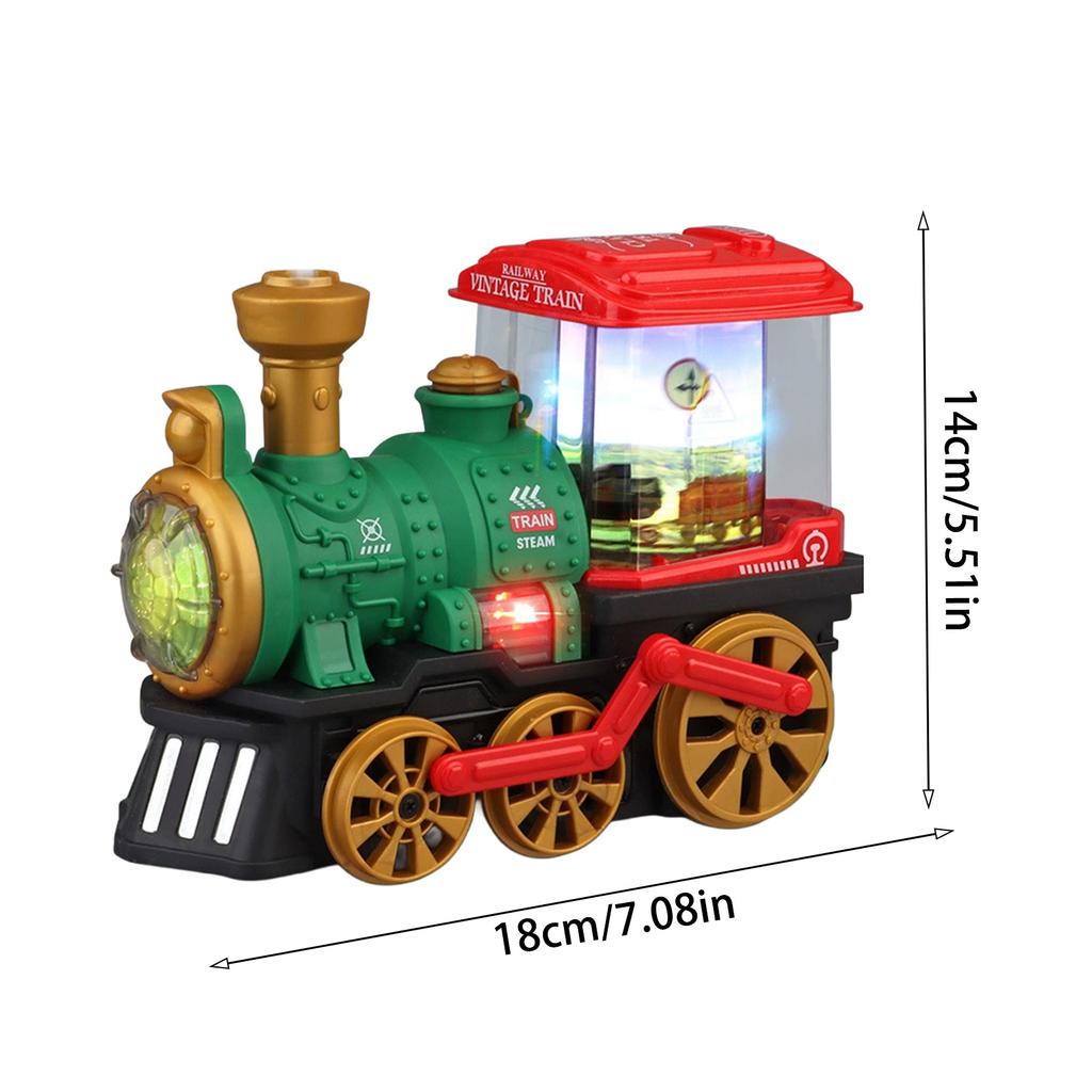 Electric Toy Train For Kids With Light Music And Mist Function Vintage Design 18x9.5x14cm ABS Material