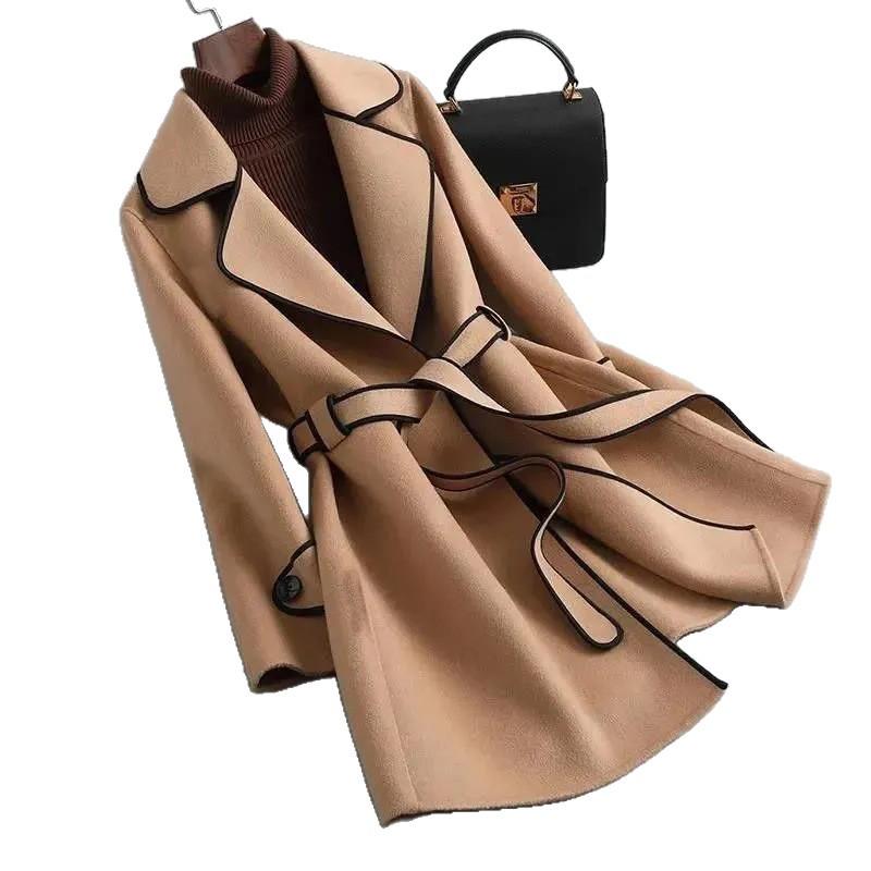2025 Winter Women's Korean Style Double-Sided Wool Cashmere Mid-Length Loose Coat
