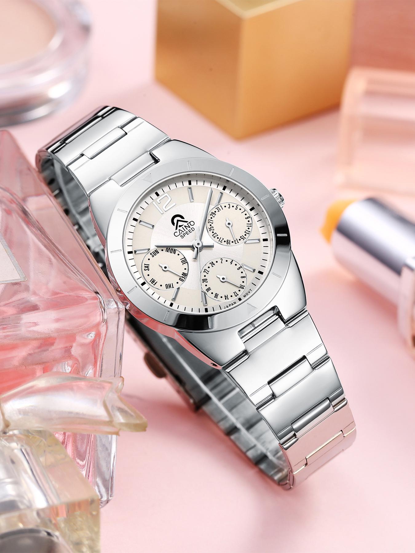 

Женские водонепроницаемые кварцевые часы CA808 - Популярный выбор для прямых эфиров белый