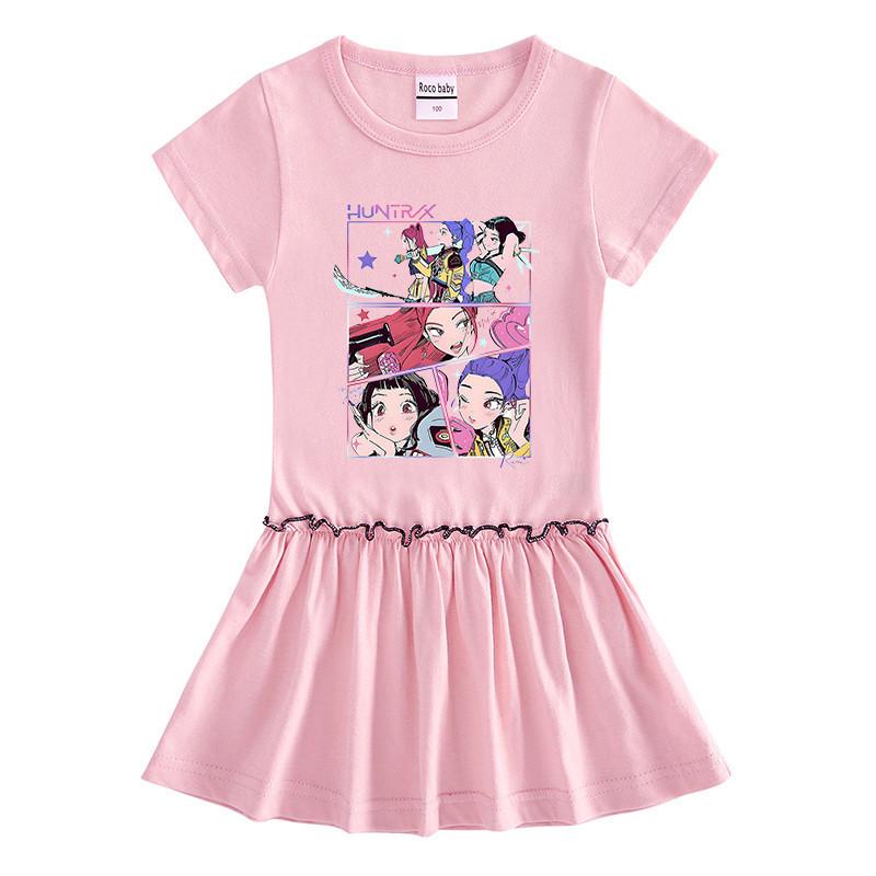 Girls Kpop Rumi Mira Zoey Hunters Print Raglan Sleeves Dress