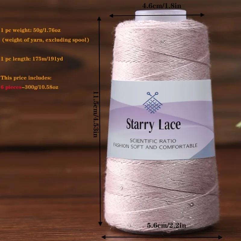 6 pezzi di filato di pizzo per lavorare a maglia e uncinetto 60% cotone 50 g/pz 175 m/pz Filato morbido e traspirante per maglioni, sciarpe, cappelli Filato per uncinetto