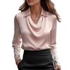Women Shirt Lapel Swing Collar Long Sleeve Casual Loose Fit Shirt Solid Color Versatile Smooth