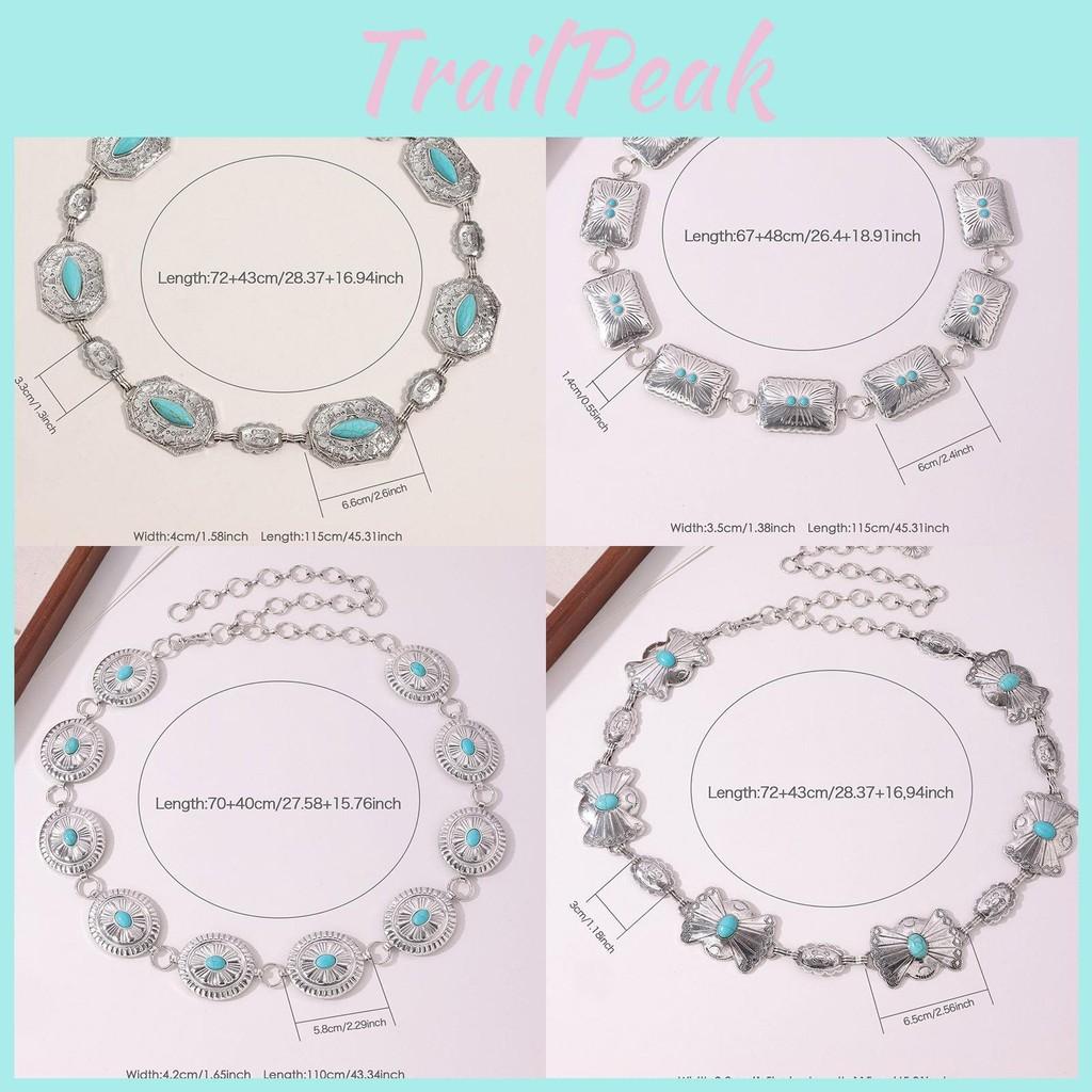 Spring Summer Womens Waist Belt With Turquoise Carved Accents And Closure Hook